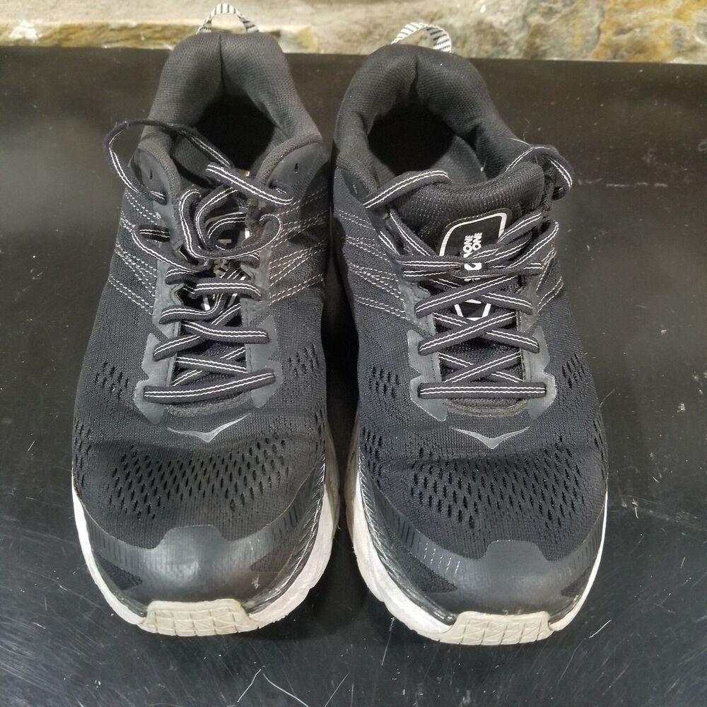 Hoka One One Mens Clifton 6 1102872 Black Running Shoes Lace Up Size 9